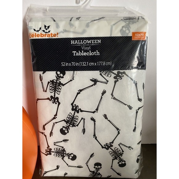 Grand Venture Vintage Pumpkin Pail Vinyl Skeleton Tablecloth Jelly Stickers Lot - Picture 6 of 12